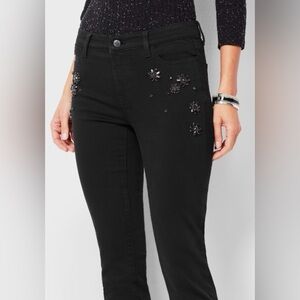 Talbots Jeans. Black. Crystal Jewels on Front Pockets. Flawless Slim Ankle 10P